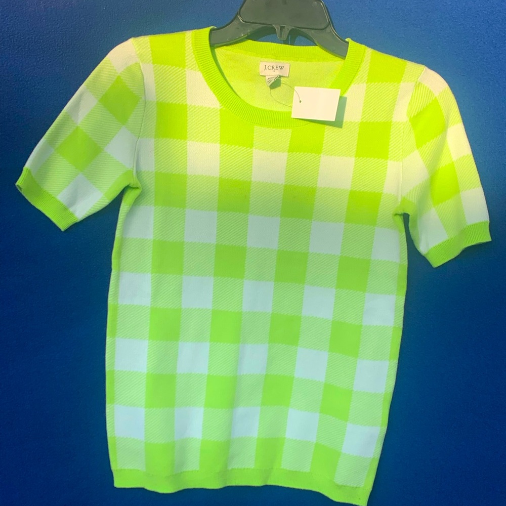 J.Crew Lime plaid Shirt (NWT)